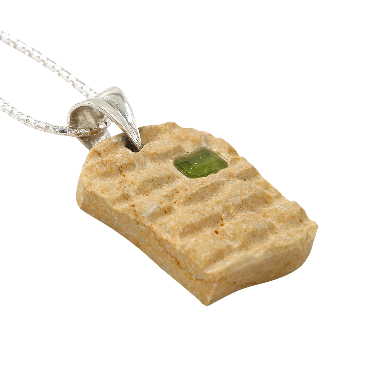 תליון כסף הכותל המערבי - אבן ירושלמית זהובה