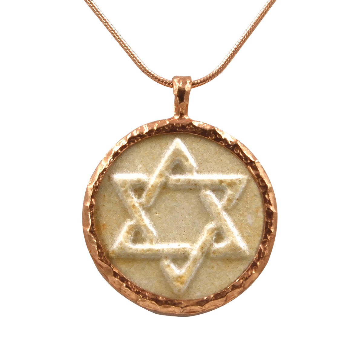 תליון כסף כוכב דוד עם אבן ירושלמית