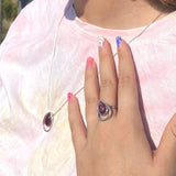 Drop shape silver pendant -Turquoise