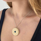 Ben Porat Yosef 14k vermeil  pendant -  Gold Jerusalem Stone set with Agate-Agat Art Design LTD-45,50,55,STONE,vermeil