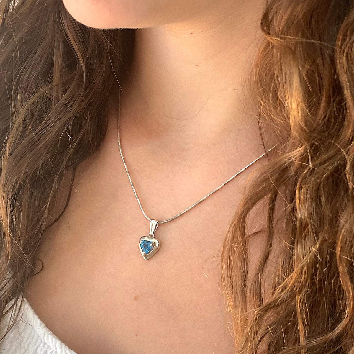 Heart shape silver pendant Blue Topaz-Agat Art Design LTD-silver