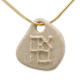 Love silver pendent - Gold Jerusalem stone