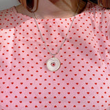 Heart shape silver pendant - Gold Jerusalem stone-Agat Art Design LTD-45,50,55,silver,vermeil