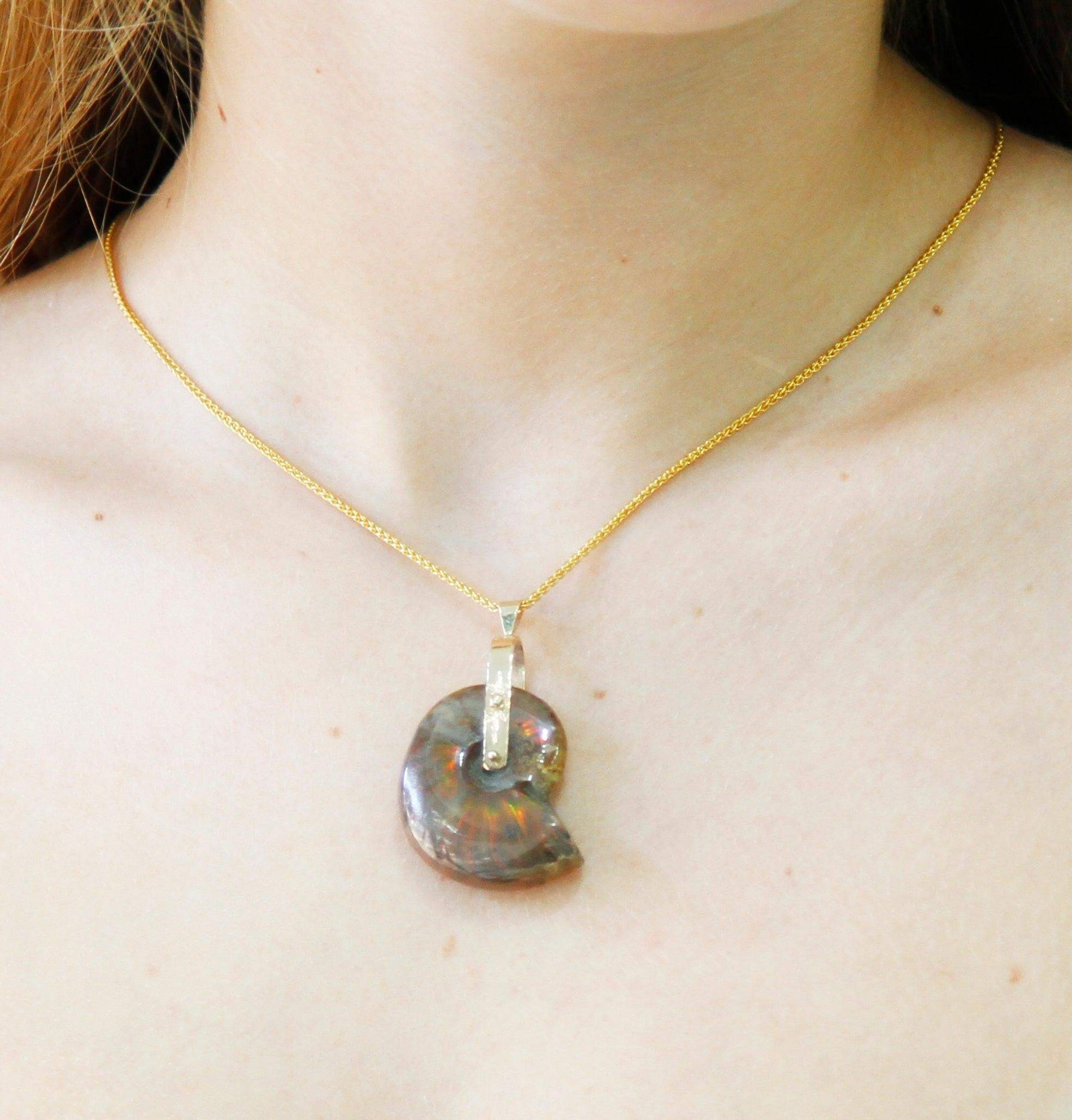 Spiral pendant - Fossil-Agat Art Design LTD-14K Gold,45,50,55,fossil,gold