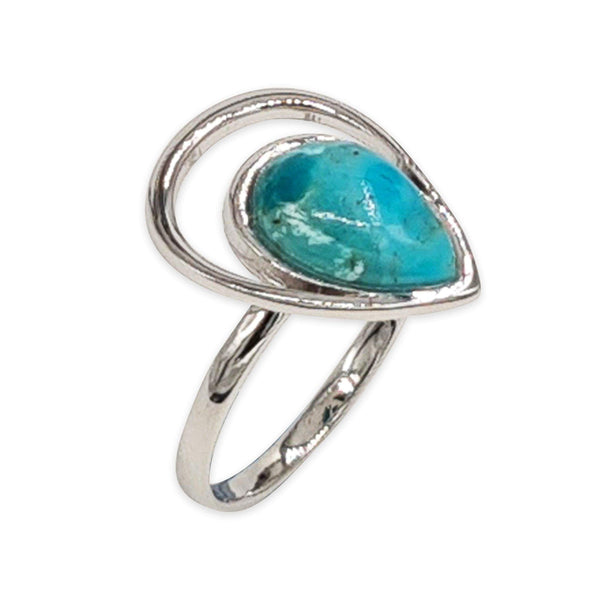 Teardrop silver ring Turquoise stone
