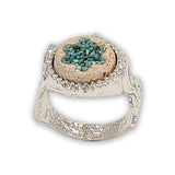 David star silver ring with Turquoise