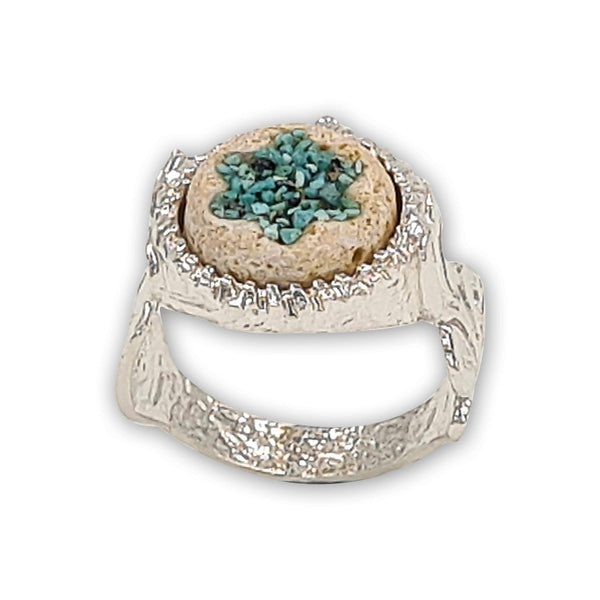 David star silver ring with Turquoise