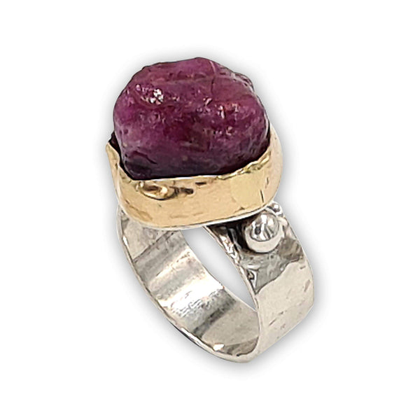 Two tone ring - raw Ruby