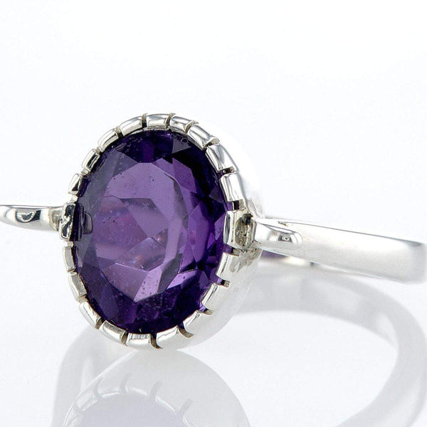 Amethyst dainty silver ring