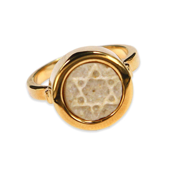 David star 14K vermeil ring – Gold Jerusalem stone