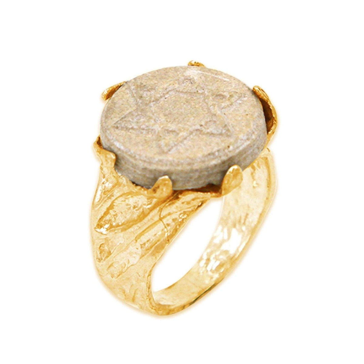 David star silver ring –Gold Jerusalem stone