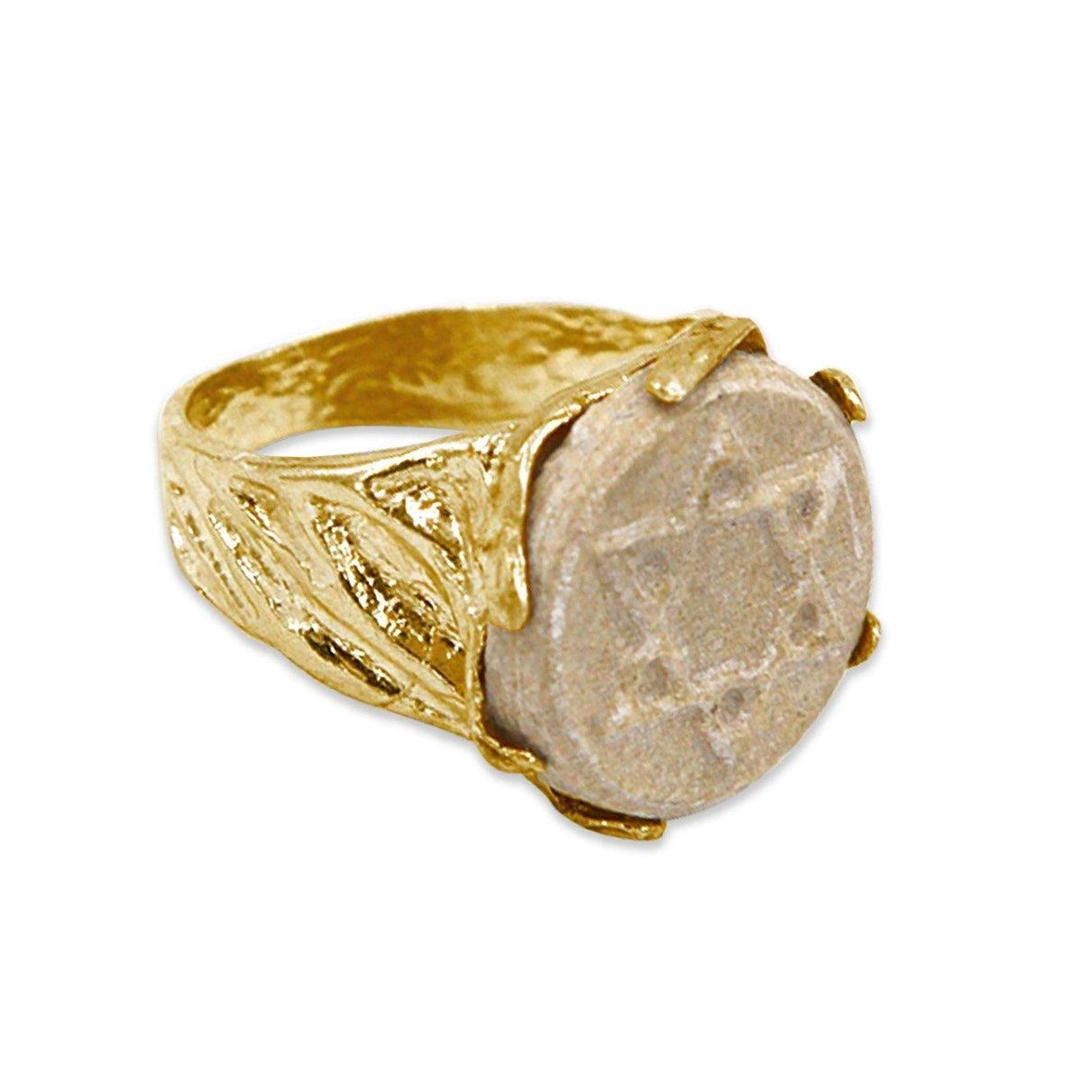 David star silver ring –Gold Jerusalem stone