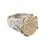 David star silver ring –Gold Jerusalem stone
