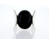 כנפיים טבעת אוניקס שחור כסוף