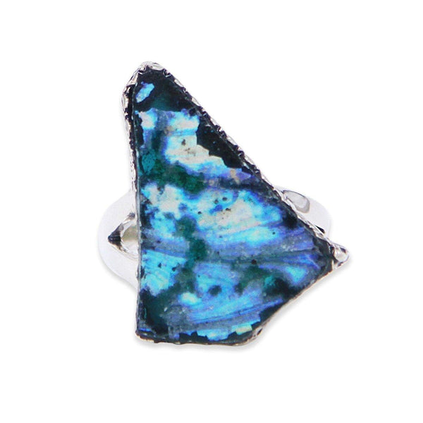 filigree sterling silver  Ring - Roman Glass