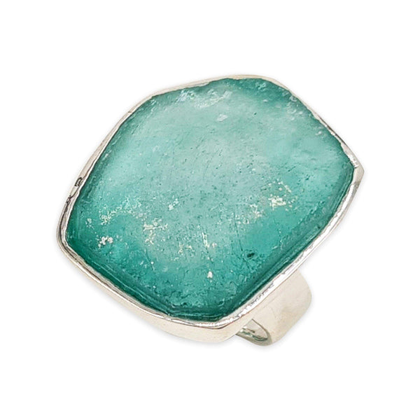 925 sterling silver Artisan Ring Roman Glass