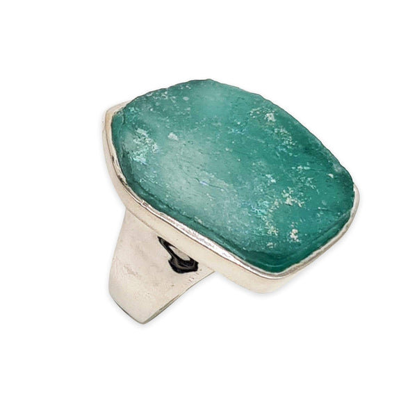 925 sterling silver Artisan Ring Roman Glass