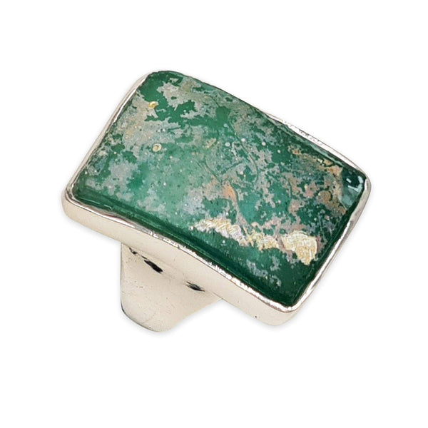 925 sterling silver Artisan Ring Roman Glass