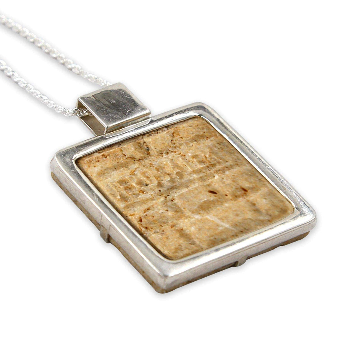 Western Wall silver pendant - Gold Jerusalem Stone
