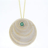 Wave14K Gold pendant - Gold Jerusalem Stone set with Emerald-Agat Art Design LTD-45,50,55,gold