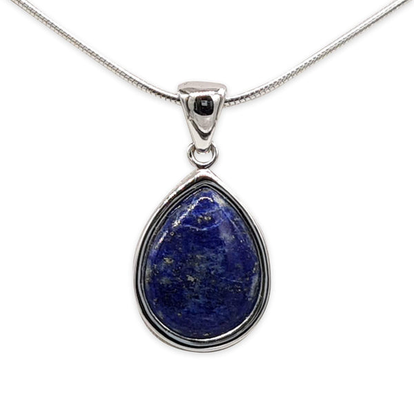 Drop shape silver pendant - Lapis stone-Agat Art Design LTD-45,50,55,silver,vermeil