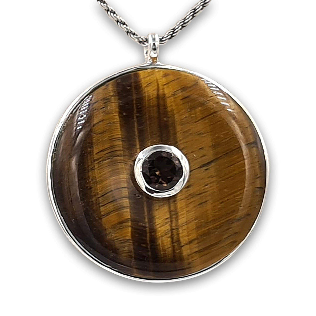 Tiger eye with Smoky stone pendant