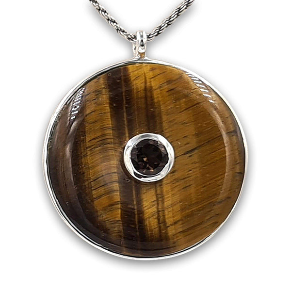 Tiger eye with Smoky stone pendant