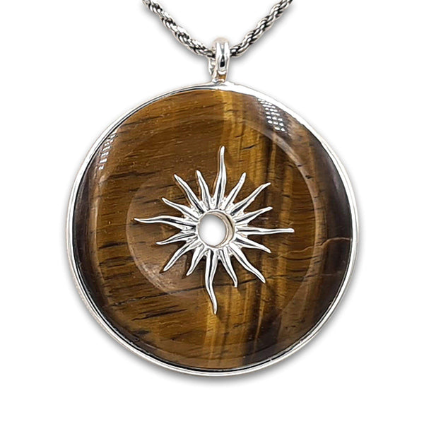Tiger eye sun pendant