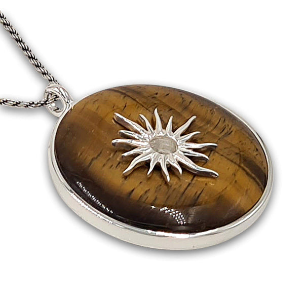 Tiger eye sun pendant