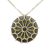 Spider net silver pandant - Volcanic stone