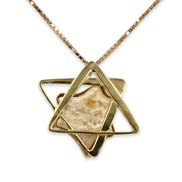 David star silver pendant - Volcanic stone