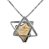 David star silver pendant - Volcanic stone
