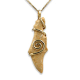 Israel map silver pendant -  Gold Jerusalem Stone