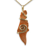 Israel map silver pendant -  Gold Jerusalem Stone