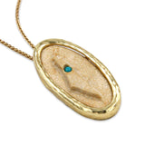 14K Vermeil Pendant in Israel map shape- Gold Jerusalem stone