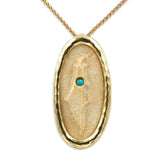 14K Vermeil Pendant in Israel map shape- Gold Jerusalem stone