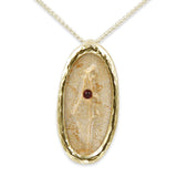 14K Vermeil Pendant in Israel map shape- Gold Jerusalem stone