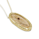 14K Vermeil Pendant in Israel map shape- Gold Jerusalem stone