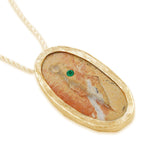 Israel map 14K vermeil pendant with genuine Emerald and Red Jerusalem stone