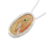 Israel map 14K vermeil pendant with genuine Emerald and Red Jerusalem stone