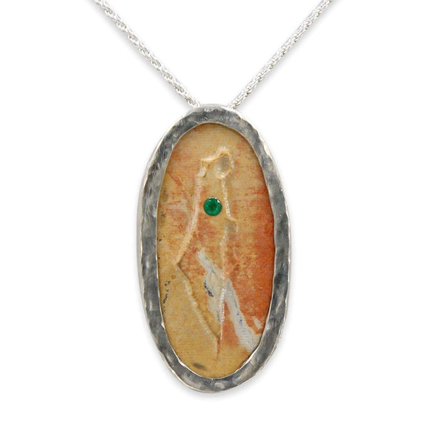 Israel map 14K vermeil pendant with genuine Emerald and Red Jerusalem stone