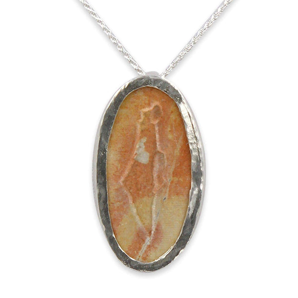 Israel map silver pendant - Jerusalem Stone