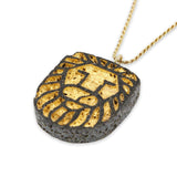 Lion 14K Vermeil Pendant - Volcanic Stone