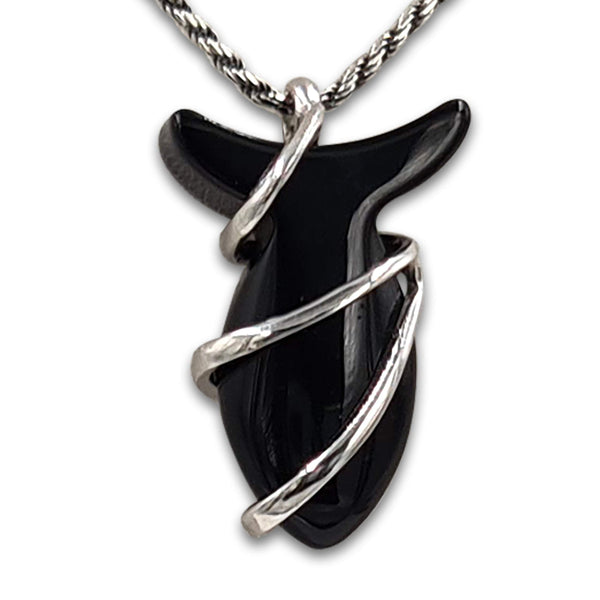 Fish pendant - Onyx stone-Agat Art Design LTD-45,50,55,Lapis,silver,STONE