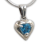 Heart shape silver pendant Blue Topaz