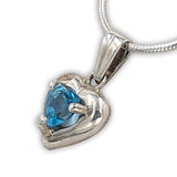 Heart shape silver pendant Blue Topaz