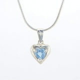Heart shape silver pendant Blue Topaz