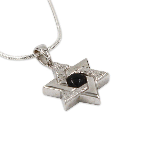 David star silver pendant - Onyx stone-Chen Winkler Jewelry Artist-45,50,55,silver