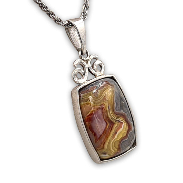 Spiral silver pendant Agat Botswana-Agat Art Design LTD-45,50,55,agate,silver,STONE