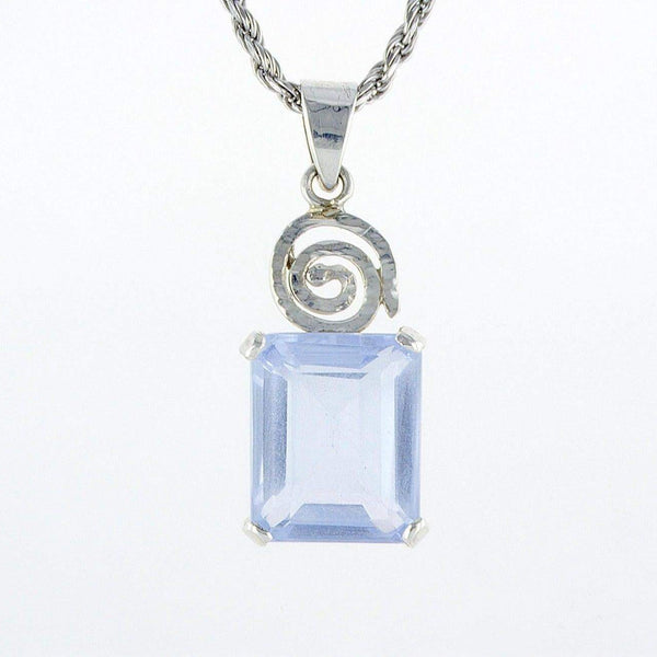 spiral silver necklace - Blue topaz